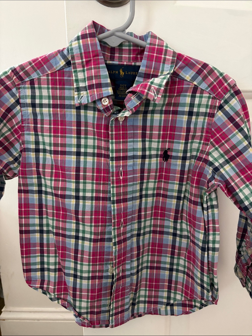 Ralph Lauren Pink Green Blue Multi-Plaid Button-Down Shirt